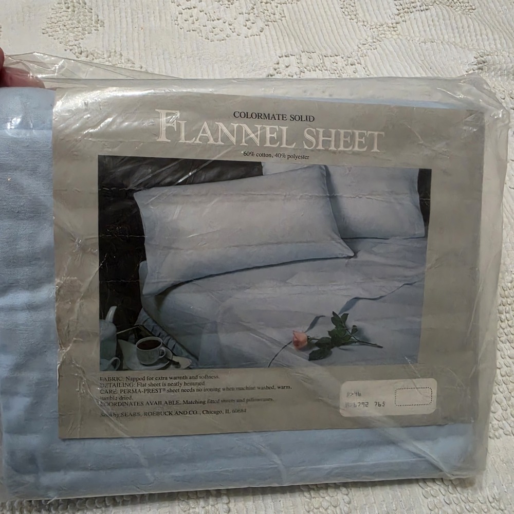 Vintage NOS Sears‎ Roebuck Colormate Solid Flannel Sheet Full Flay USA